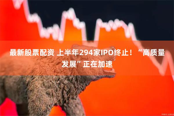 最新股票配资 上半年294家IPO终止！“高质量发展”正在加速